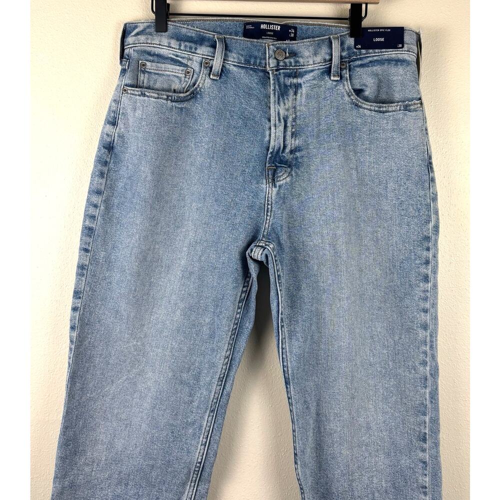 NWT Hollister Epic Flex Loose Men's Jeans 34 x30 Light Wash - Picture 5 of 12